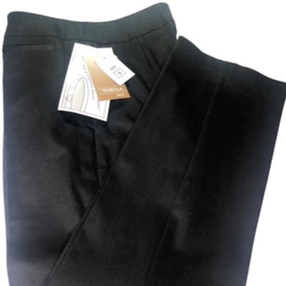 NWT Tribella Front Zip Straight Leg Buttonhole Front Pockets Black Pants Size 6 - Picture 1 of 8